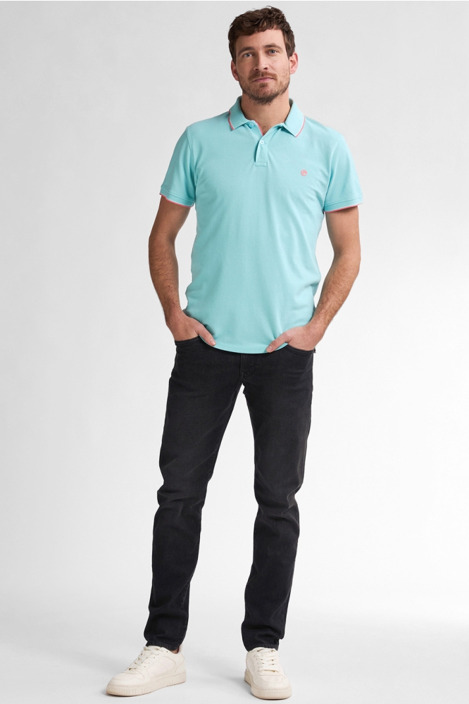POLO MET RIBKRAAG M ROS POL003 5180 Aqua